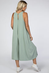 Light Mint Basic Cropped Wide Leg Jumpsuit