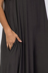 Charcoal Basic Cropped Wide Leg Jumpsuit