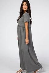 Charcoal Ruffled Waist Maxi Dress