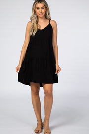 Black Tiered Maternity Mini Dress