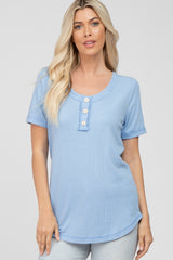 Light Blue Button Front T Shirt