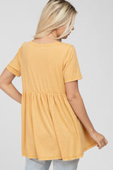 Yellow V Neck Short Sleeve Top