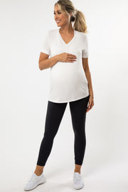 Black Cropped Maternity Active Leggings