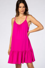 Fuchsia Ruffle Hem Maternity Dress