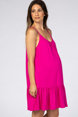 Fuchsia Ruffle Hem Maternity Dress