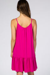 Fuchsia Ruffle Hem Maternity Dress