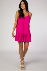 Fuchsia Ruffle Hem Maternity Dress