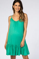 Green Ruffle Hem Maternity Dress