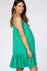 Green Ruffle Hem Maternity Dress