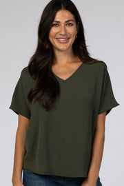 Olive Short Sleeve Blouse