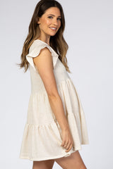 Beige Tiered Maternity Mini Dress