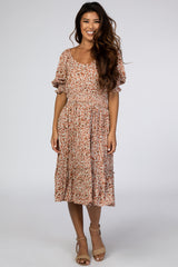 Salmon Floral Dress