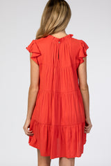 Red Ruffle Accent Tiered Maternity Dress