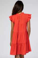 Red Ruffle Accent Tiered Dress