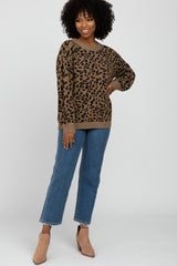 Brown Animal Pattern Crewneck Sweater