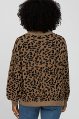 Brown Animal Pattern Crewneck Sweater