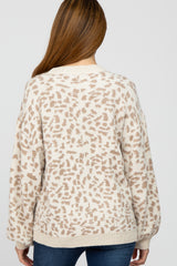 Cream Animal Pattern Crewneck Maternity Sweater