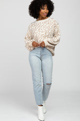 Cream Animal Pattern Crewneck Sweater