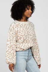 Cream Animal Pattern Crewneck Sweater