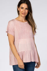 Mauve Tiered Ruffle Maternity Top