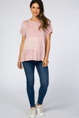 Mauve Tiered Ruffle Maternity Top