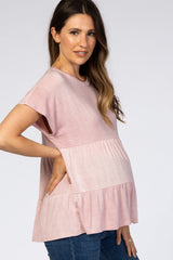 Mauve Tiered Ruffle Maternity Top