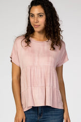 Mauve Tiered Ruffle Maternity Top