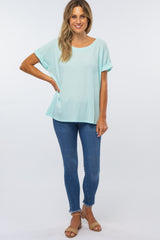 Mint Green Boxy Waffle Knit Top