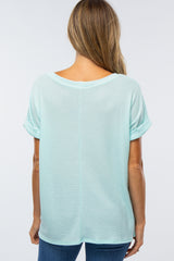 Mint Green Boxy Waffle Knit Top