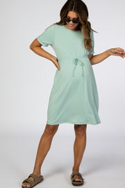 Mint Short Sleeve Waist Tie Maternity Dress