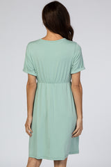 Mint Short Sleeve Waist Tie Dress