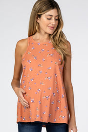 Orange Floral Maternity Tank Top