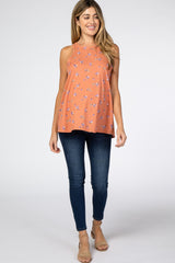 Orange Floral Maternity Tank Top