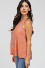 Orange Floral Tank Top