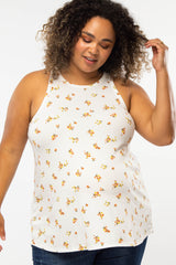 White Floral Maternity Plus Tank Top