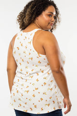 White Floral Maternity Plus Tank Top