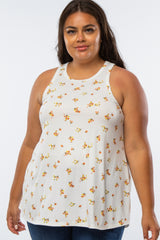 White Floral Maternity Plus Tank Top