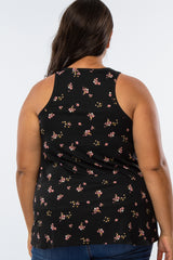 Black Floral Plus Tank Top