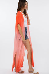 Coral Ombre Chiffon Long Plus Cover Up