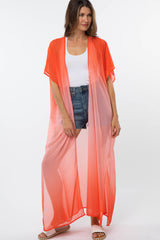 Coral Ombre Chiffon Long Plus Cover Up