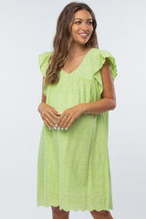 Lime Green Eyelet Maternity Dress