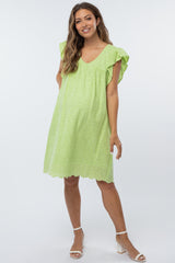 Lime Green Eyelet Maternity Dress