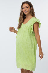 Lime Green Eyelet Maternity Dress