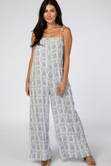 Grey Striped Tie Dye Wide Leg Maternity Jumpsuit