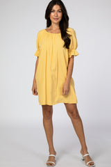 Yellow Knot Back Short Sleeve Maternity Dress