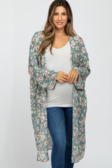 Mint Green Floral Long Maternity Cover Up