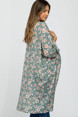 Mint Green Floral Long Maternity Cover Up