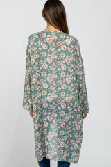 Mint Green Floral Long Maternity Cover Up