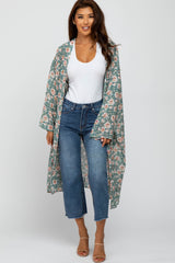 Mint Green Floral Long Cover Up