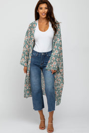 Mint Green Floral Long Cover Up